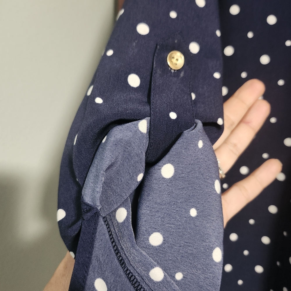 Navy Polka Dot Dress XS-S - Picture 7 of 11